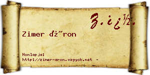 Zimer Áron névjegykártya